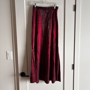 90s Vintage Dark Burgundy Metallic Sheen Maxi Skirt Romantic Goth Whimsigoth - 6